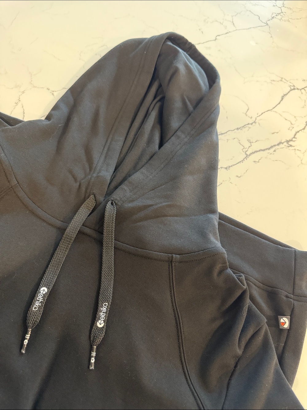 ethika Black Crewneck Hoodie with Branded Drawstrings